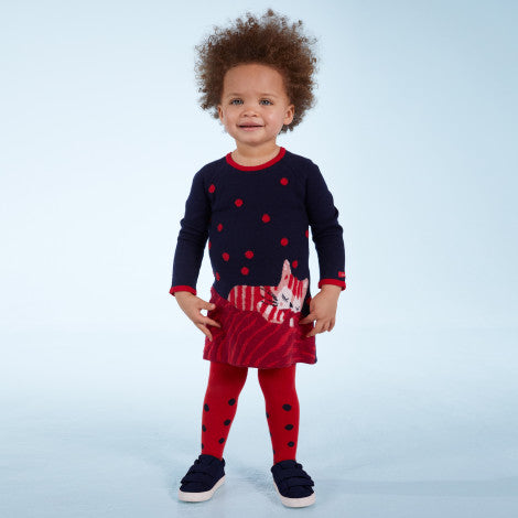 Catimini Little Girl Cat Pattern Jacquard Dress (6m)