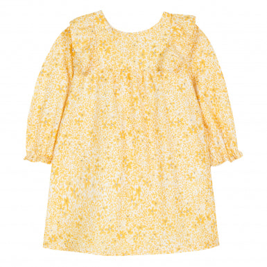 Tartine et Chocolat Little Girl's Saffron Dress with Yellow Floral Print