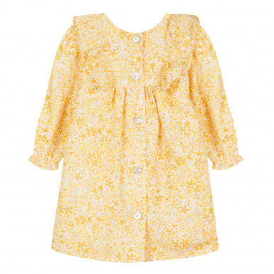 Tartine et Chocolat Little Girl's Saffron Dress with Yellow Floral Print