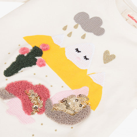 Catimini Little Girl Graphic T-shirt with Sequins (Size 6m, 12m, 2A)