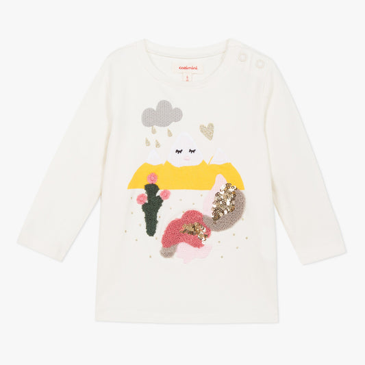 Catimini Little Girl Graphic T-shirt with Sequins (Size 6m, 12m, 2A)