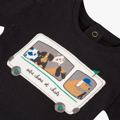 Catimini Baby Boy Bus Patch T-shirt with Double Jersey Print Pants