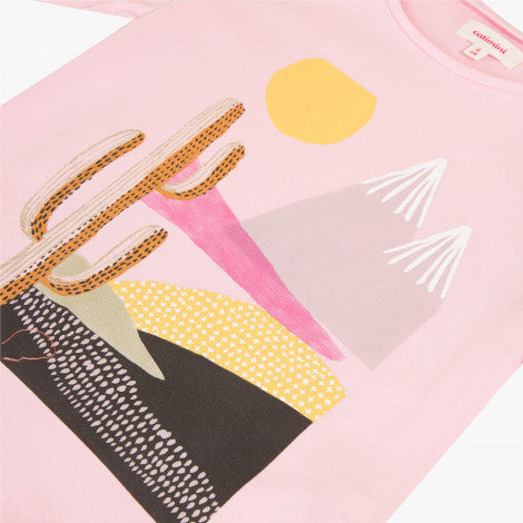 Catimini Girl Graphic T-shirt with Landscape and Glitter (Size 4)