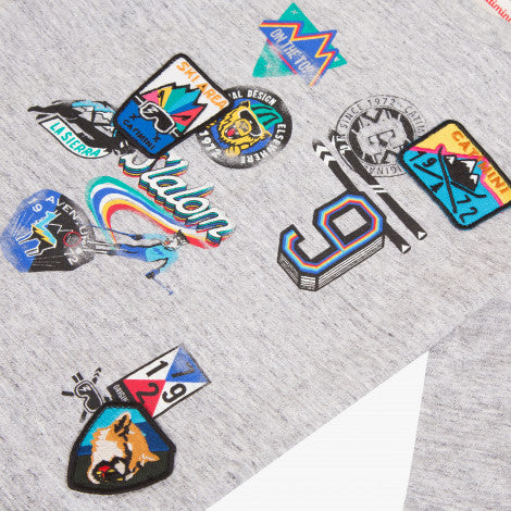 Catimini Boy Grey Mottled T-shirt with Badges and Emblems (Size 3)