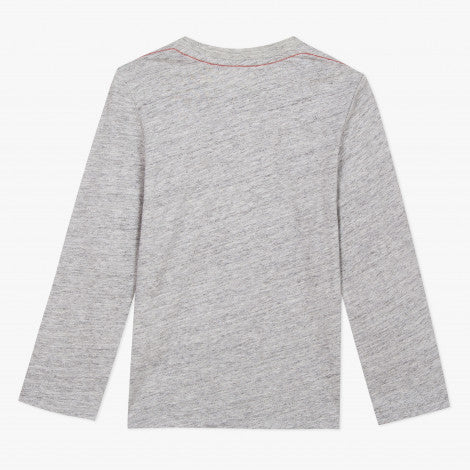 Catimini Boy Grey Mottled T-shirt with Badges and Emblems (Size 3)