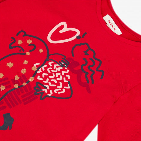 Catimini Girl's Red T-shirt with 'Pretty in Paris' Image (Size 2, 6)