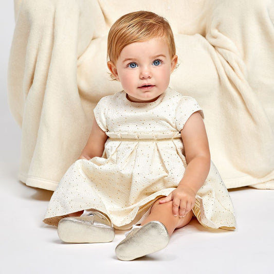 Ivory & Gold Satin Dress by Tartine et Chocolat