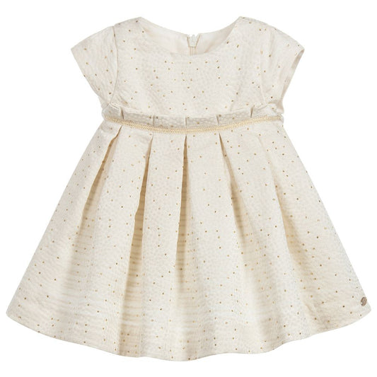 Ivory & Gold Satin Dress by Tartine et Chocolat