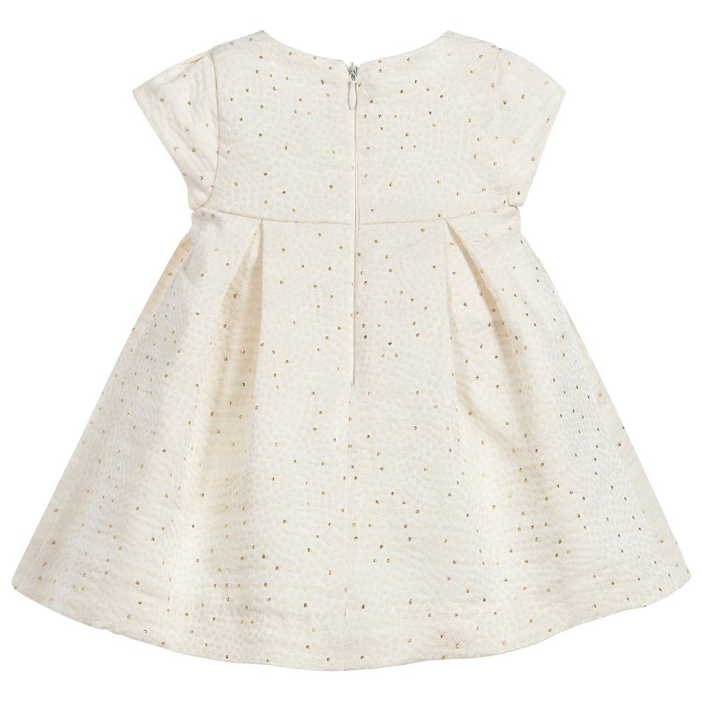 Ivory & Gold Satin Dress by Tartine et Chocolat