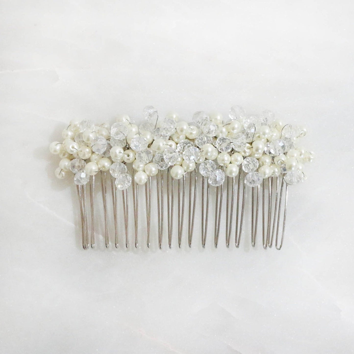 The Cluster of Pearl & Crystal Drops French Comb