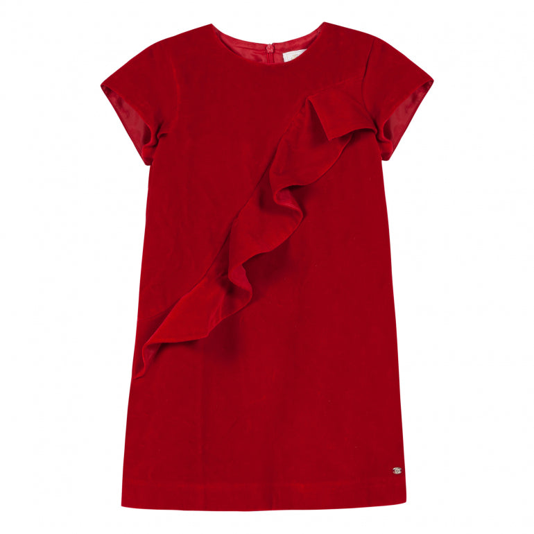 Tartine et Chocolat Red Velvet Dress with Ruffles (Size 2, 4)
