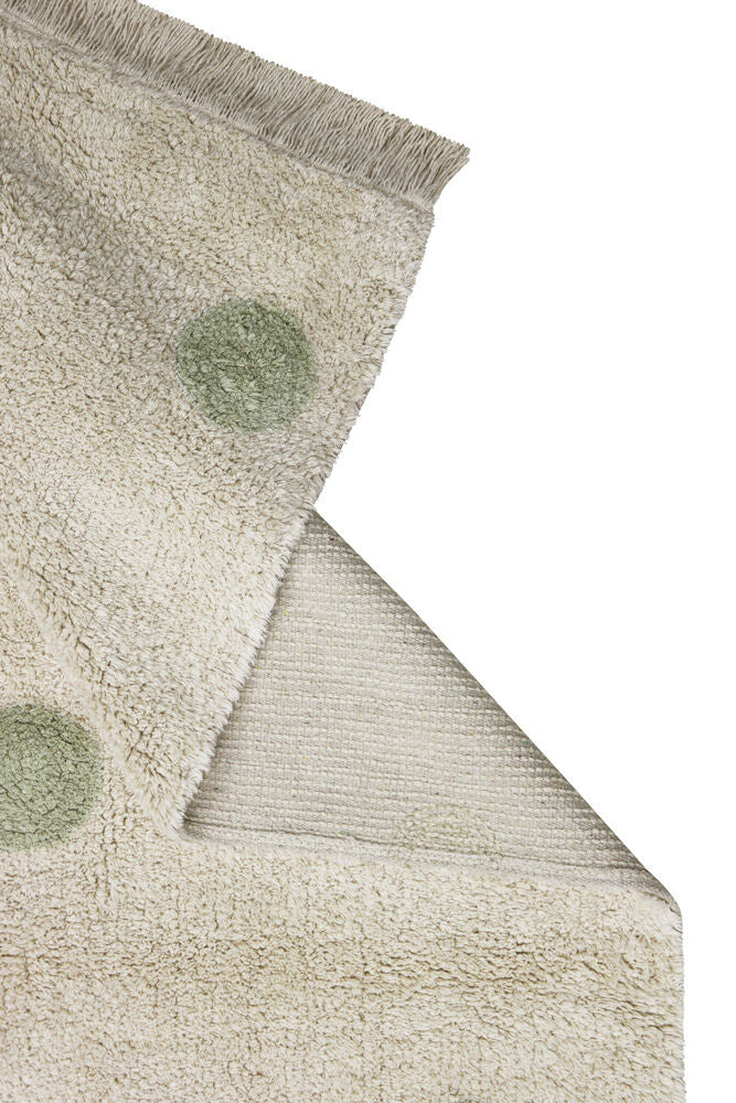 Washable Cotton Rug Hippy Dots Natural - Olive