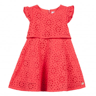 Coral Dress with Broderie Anglaise by Tartine et Chocolat