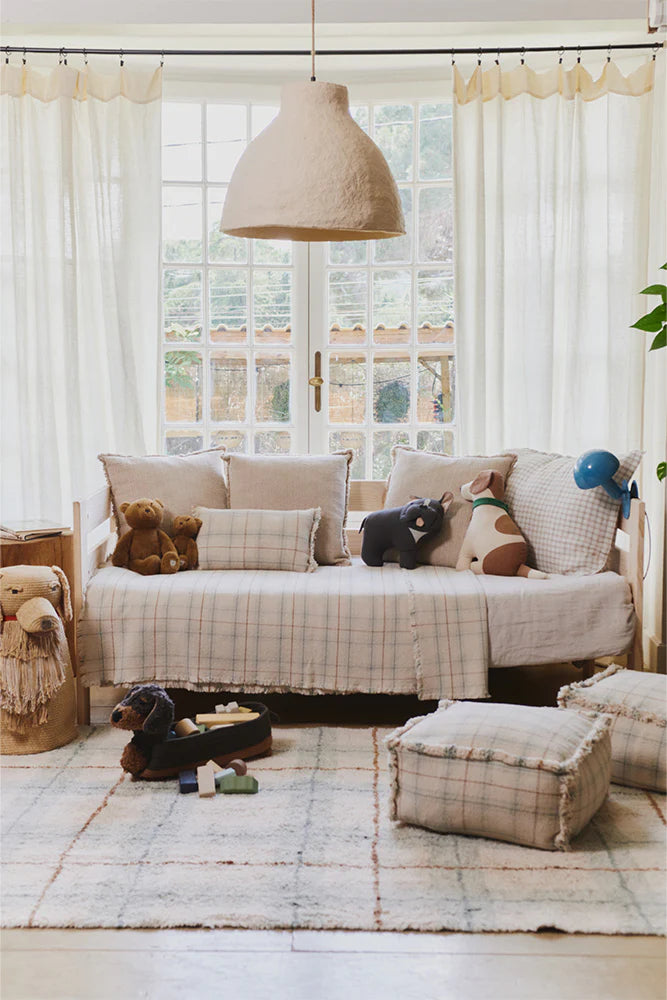 Lorena Canals HANDLOOM KID BED THROW TARTAN BLUE SAGE