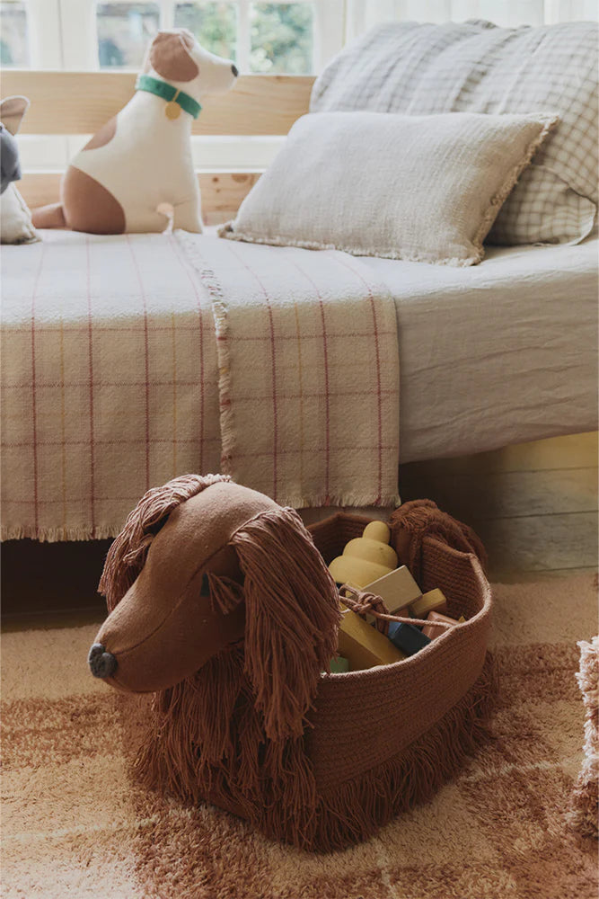 Lorena Canals HANDLOOM KID BED THROW TARTAN Rose