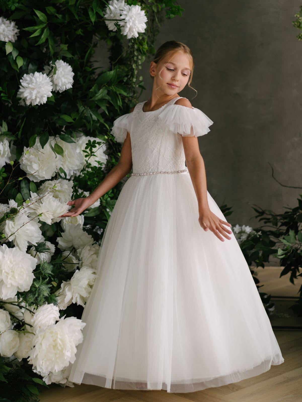 Teter Warm Girl's Communion Off White Lace Tulle Dress Stella (All Sizes)