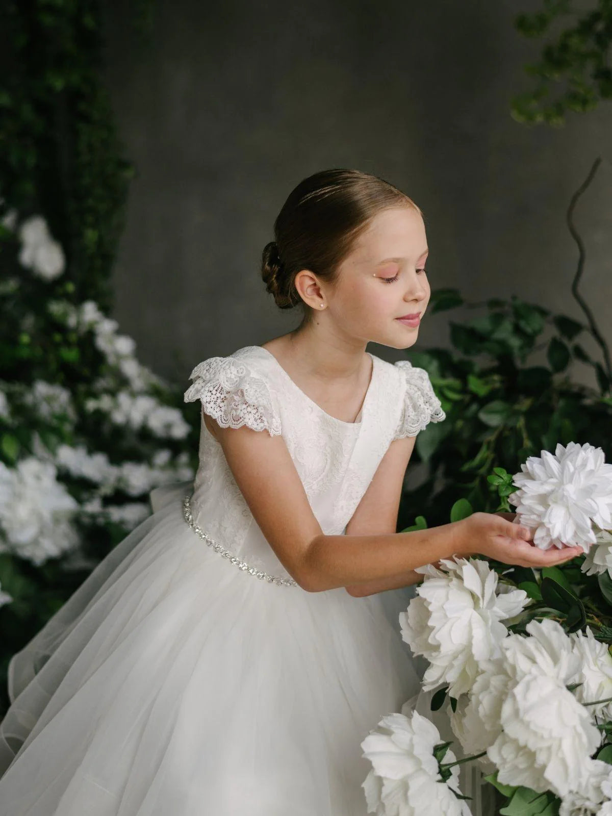 Teter Warm Girl's Communion Off White Lace Tulle Dress: Serena Dress