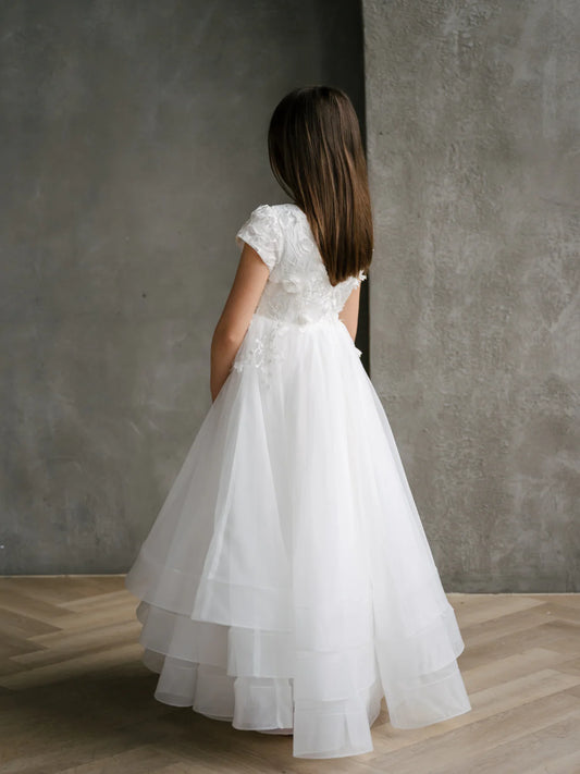 Teter Warm Girl’s Off-White Tiered Horsehair Communion Dress: Georgia Dress Size 8