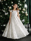 Teter Warm Girl’s Lace Communion Dress with Scalloped Cap Sleeves: Angelica Dress