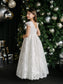 Teter Warm Girl’s Lace Communion Dress with Scalloped Cap Sleeves: Angelica Dress