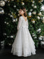 Teter Warm Talula Lace & Tiered Horsehair Communion Dress with 3/4 Sleeves for Girls