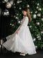 Teter Warm Talula Lace & Tiered Horsehair Communion Dress with 3/4 Sleeves for Girls