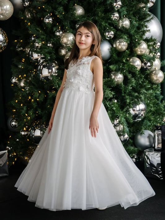 Teter Warm Girl’s Off-White 3D Lace & Tulle Communion Dress: Thea Dress