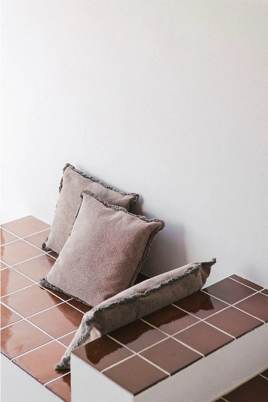 Lorena Canals STONEWASHED SQUARE CUSHION SOIL BROWN