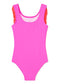 Neon Pink & Red Ruffle Swimsuit