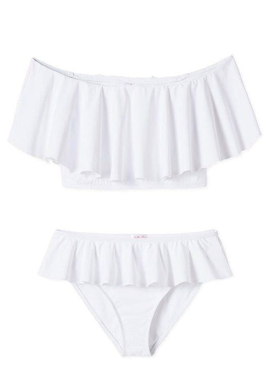 White Ruffle Bikini