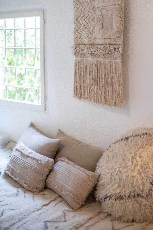 Lorena Canals Washable Knitted Cushion Air Dune White 1' x 1'8"