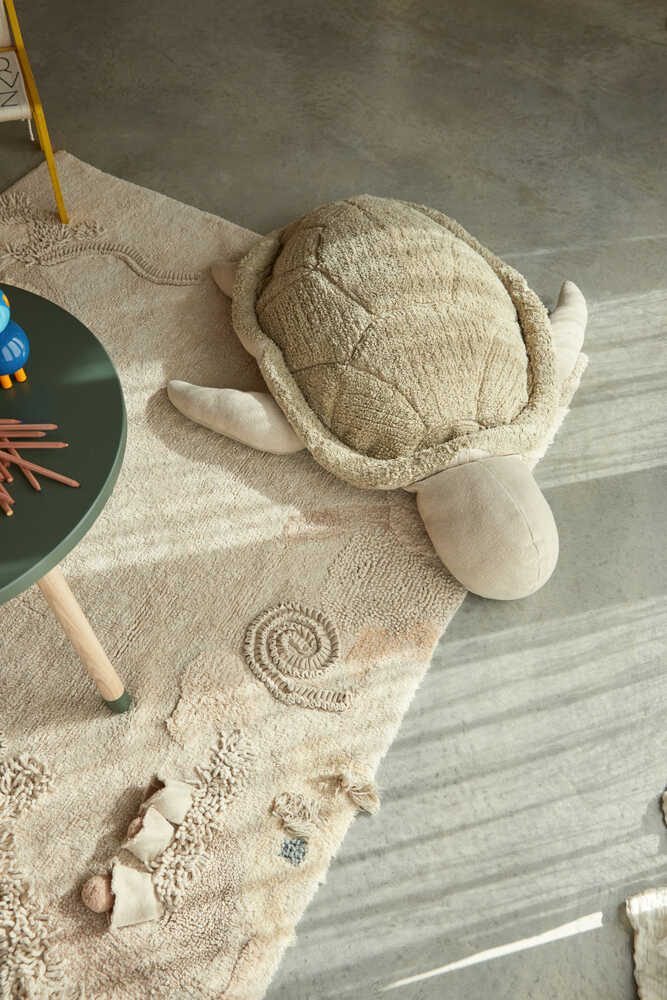 Lorena Canals Mrs. Turtle Washable Kids Pouf – Green Cotton Turtle Floor Cushion (New Product!)