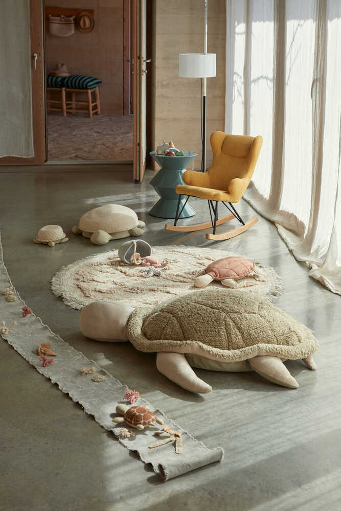 Lorena Canals Mrs. Turtle Washable Kids Pouf – Green Cotton Turtle Floor Cushion (New Product!)