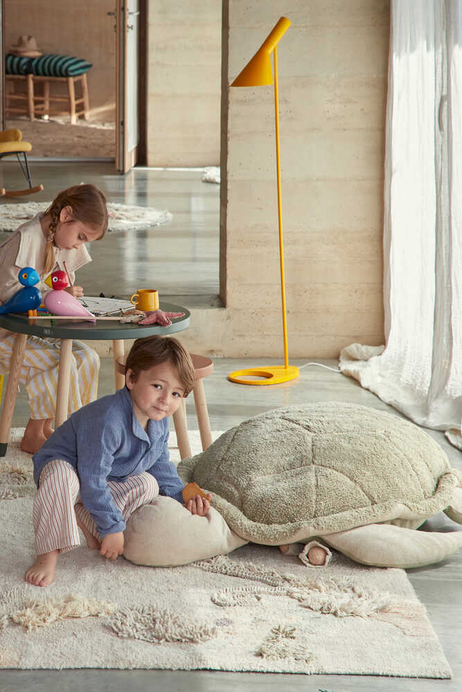 Lorena Canals Mrs. Turtle Washable Kids Pouf – Green Cotton Turtle Floor Cushion (New Product!)