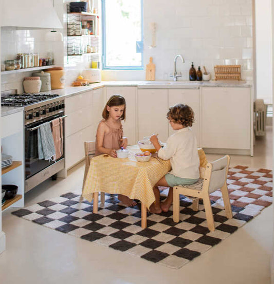 Lorena Canals WASHABLE RUG KITCHEN TILES DARK GREY  (Various Sizes)