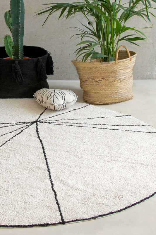 Lorena Canals WASHABLE Round AREA RUG TRACE BEIGE Ø 5' 3''