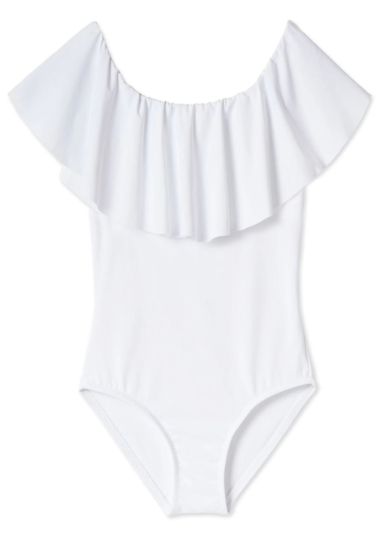 White Ruffle  Bathing Suit