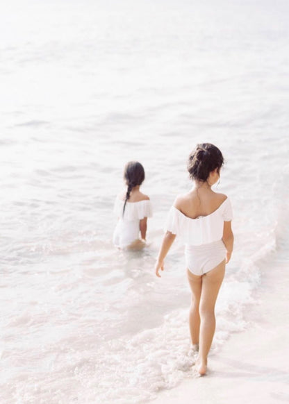 White Ruffle  Bathing Suit