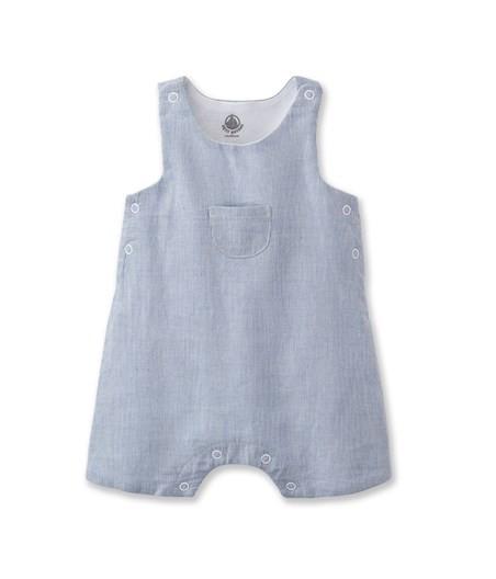 Petit Bateau Baby Overall with Front Pocket Blue (3m, 18m)