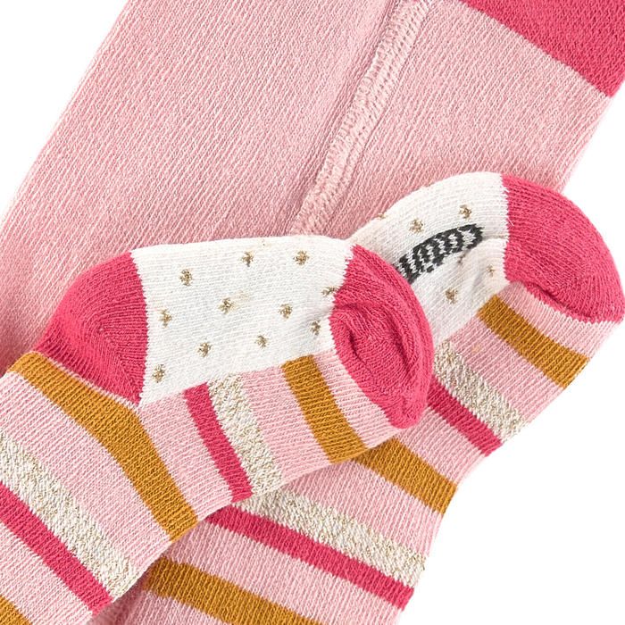 Catimini Pink Tights with Multi-colored Stripes (12-18m)
