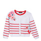 Catimini Red/White Stripe Cardigan With Floral Details (Size 5)