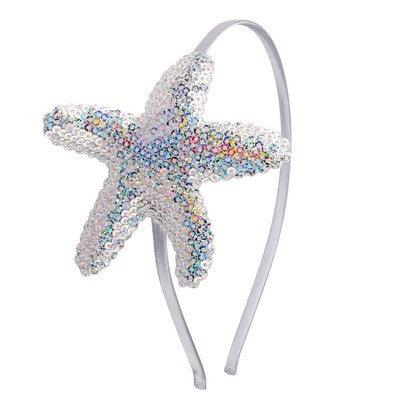 sequin star fish headband silver