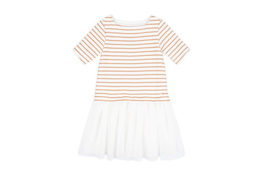 Petit Bateau Girl Short Sleeve Striped Top Tulle Skirt Dress (12m, 18m, 3T, 12T)