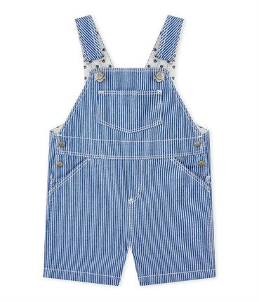 Petit Bateau Baby Boy Overall in Blue/White Stripes (Size 3m, 6m, 36m)