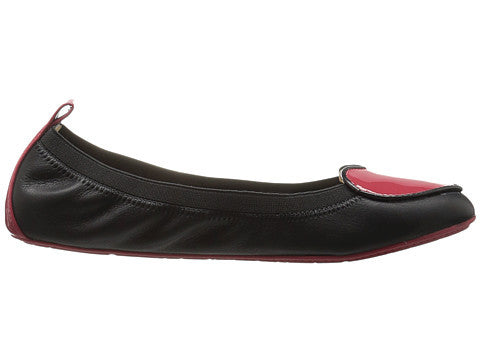 Yosi Samra Ballet Flat in Black and Garnet Red (Size 11)