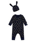 Petit Bateau Baby Long Sleeve Sparkle Romper with Bunny Ear Hat Set (6m)