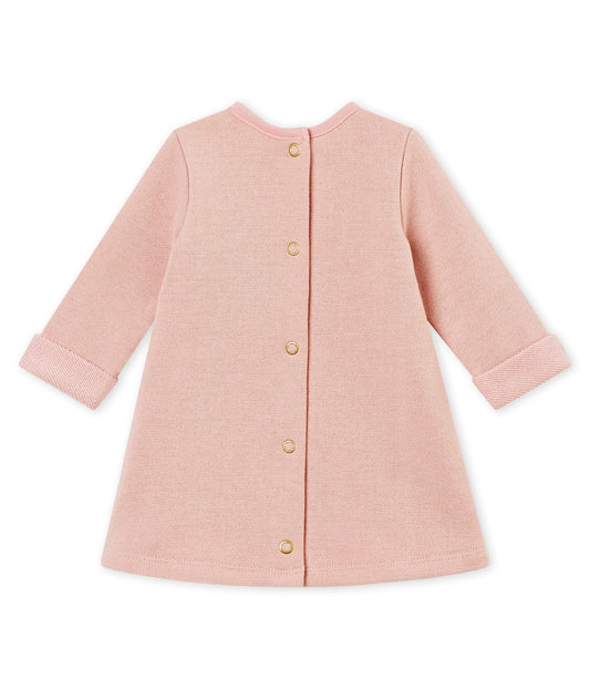 Petit Bateau Baby Girl Long Sleeve Dress with Front Pocket