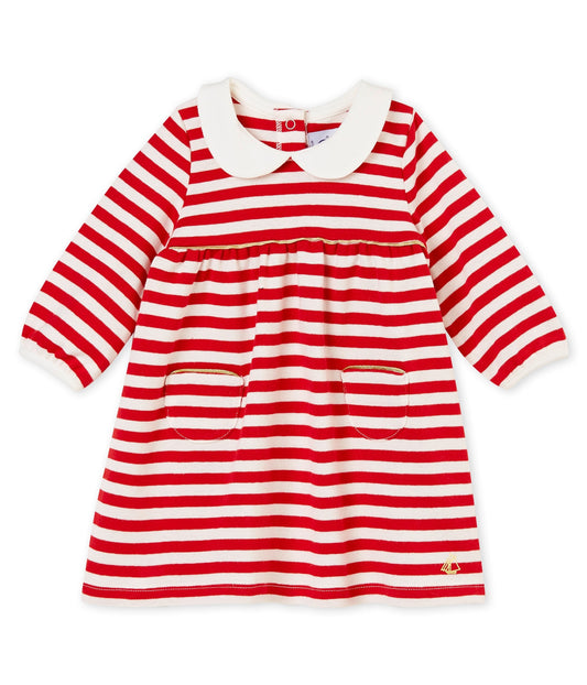 Petit Bateau Baby Girl Striped Dress with Collar (Size 3m, 36m)