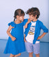 Petit Bateau Girl's Blue Linen Dress (Size 4)