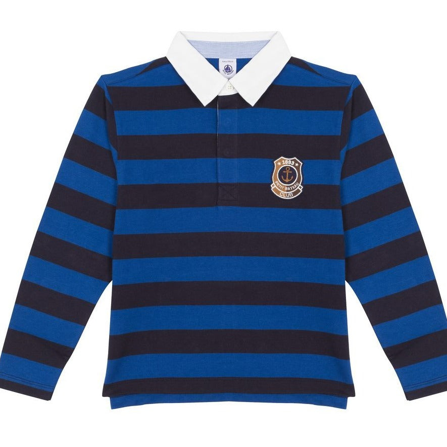 Petit Bateau Boy's Long Sleeve Striped Polo (Size 3, 4)